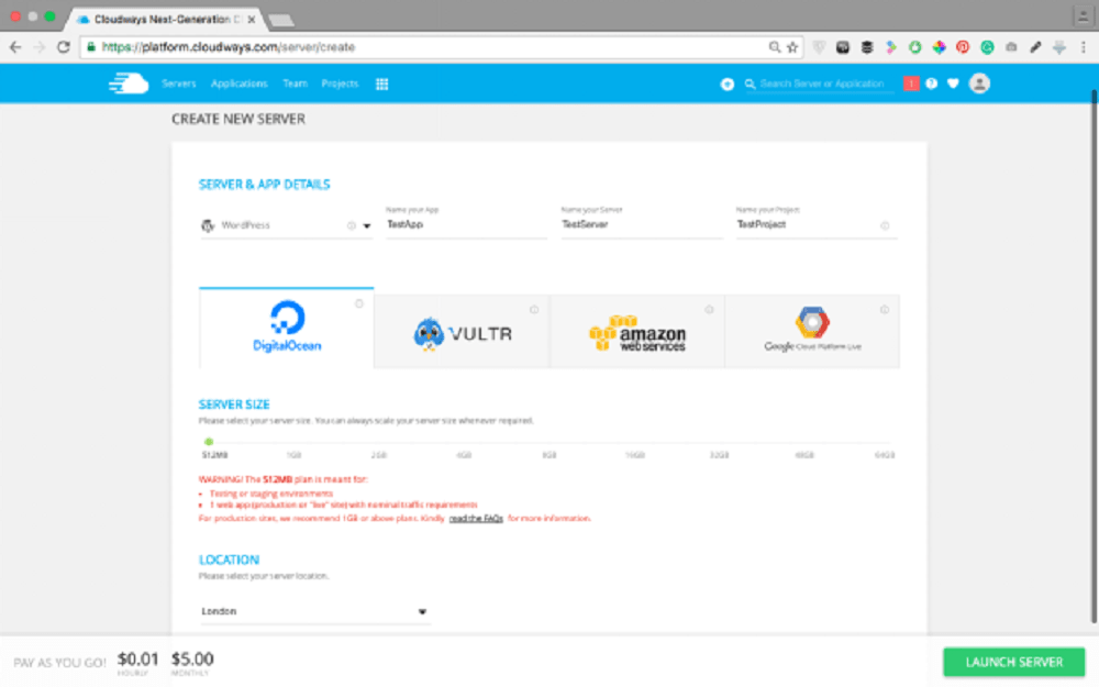 cài đặt blog trên Cloudways 