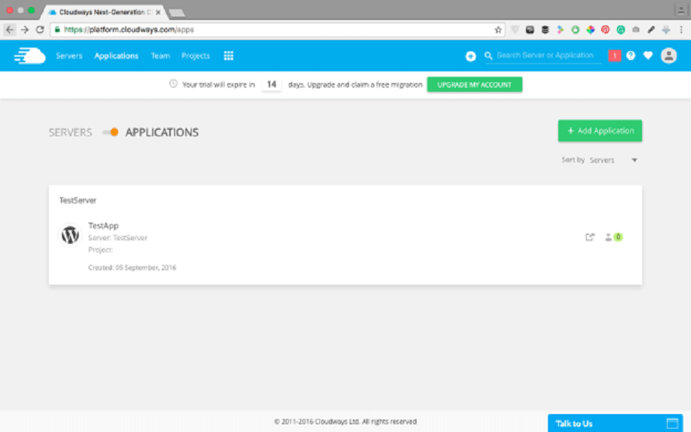 cài đặt blog trên Cloudways 