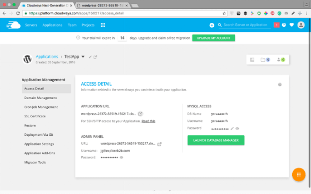 cài đặt blog trên Cloudways 