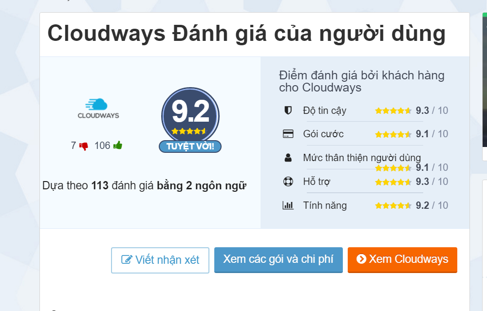 dịch vụ của Cloudways 